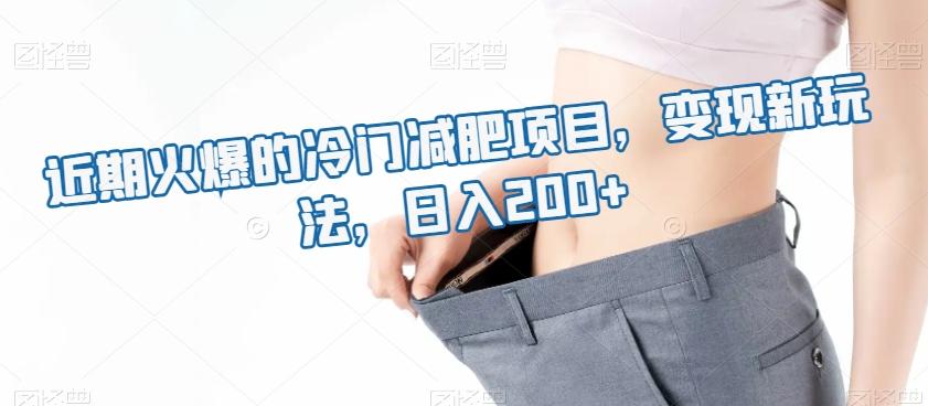 近期火爆的冷门减肥项目，变现新玩法，日入200+-创纪