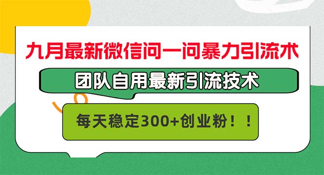 九月最新微信问一问暴力引流术，团队自用引流术，每天稳定300+创...-创纪