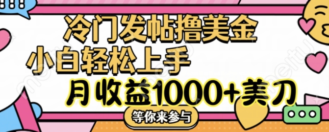冷门发帖撸美金项目，月收益1000+美金，简单无脑，干就完了【揭秘】-创纪