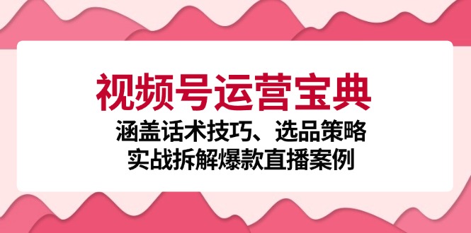 视频号运营宝典：涵盖话术技巧、选品策略、实战拆解爆款直播案例-创纪