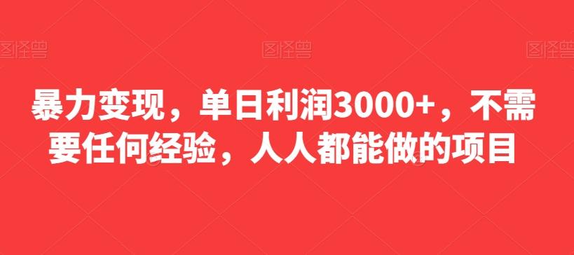 暴力变现，单日利润3000+，不需要任何经验，人人都能做的项目-创纪