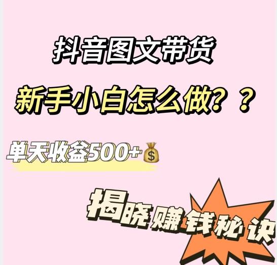 抖音图文带货，新手小白怎么做？单天收益500+【揭秘赚钱秘诀】-创纪