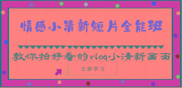 情感小清新短片全能班-教你拍好看的vlog小清新画面(30节课)-创纪