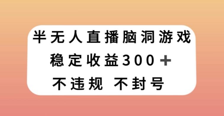 半无人直播脑洞小游戏，每天收入300+，保姆式教学小白轻松上手【揭秘】-创纪