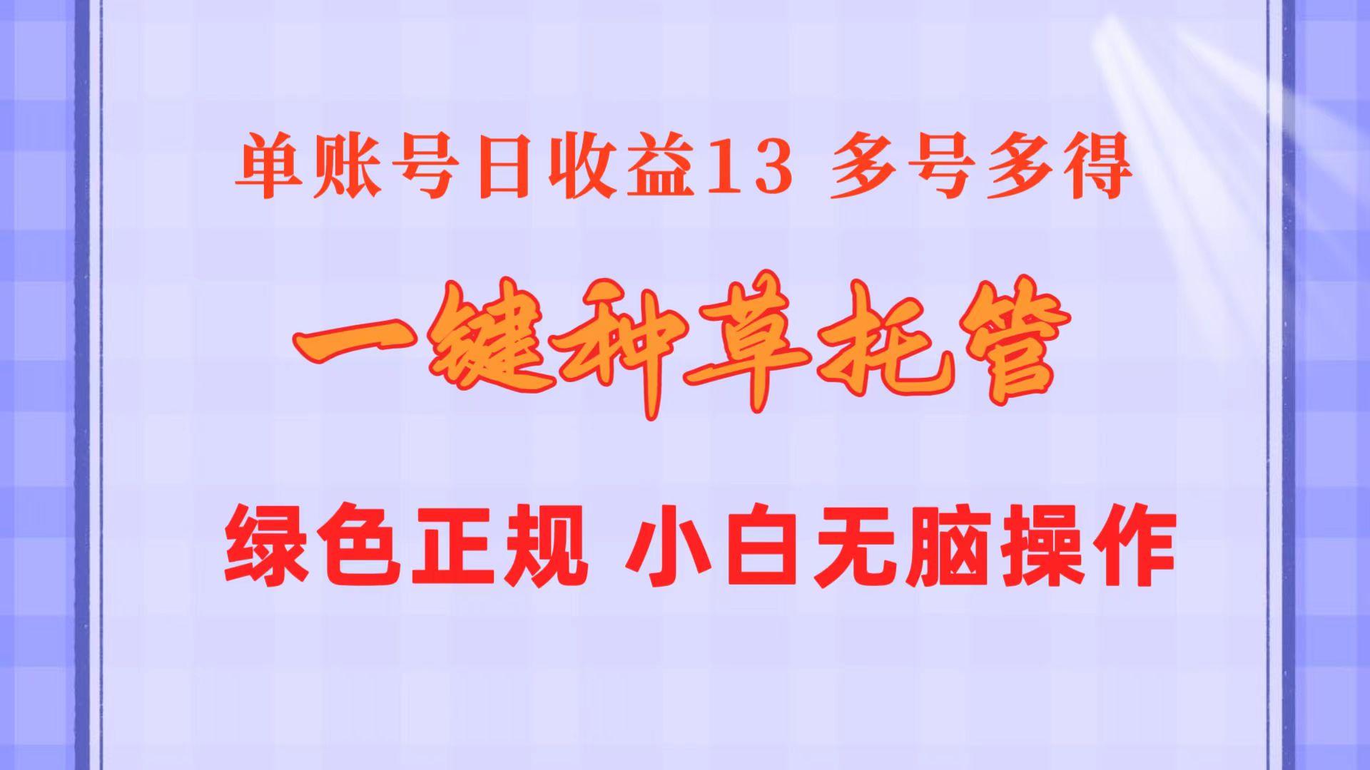 一键种草托管 单账号日收益13元  10个账号一天130  绿色稳定 可无限推广-创纪