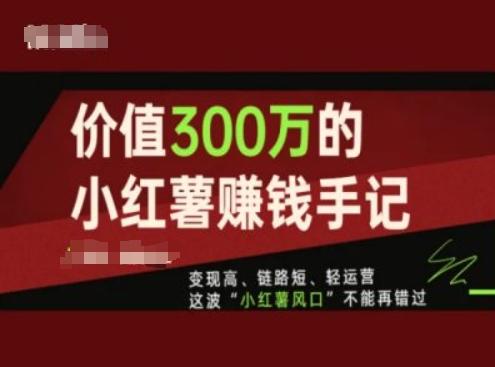价值300万的小红书赚钱手记,变现高、链路短、轻运营,这波“小红薯风口”不能再错过
