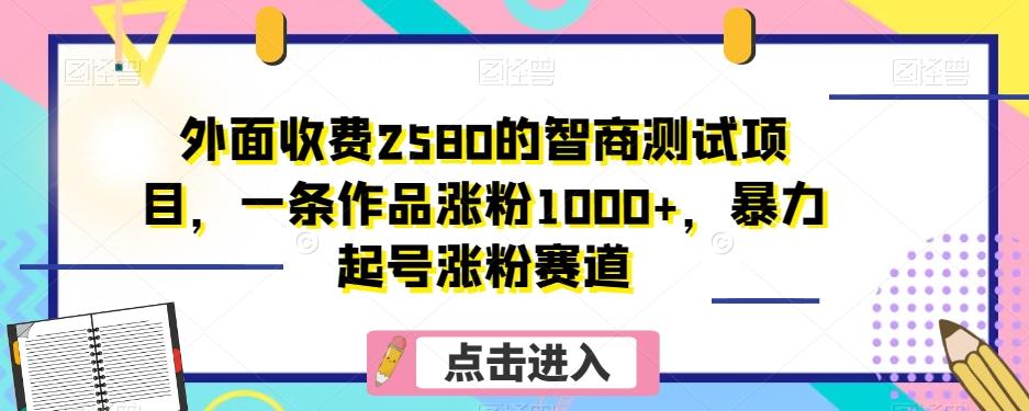 外面收费2580的智商测试项目，一条作品涨粉1000+，暴力起号涨粉赛道【揭秘】-创纪