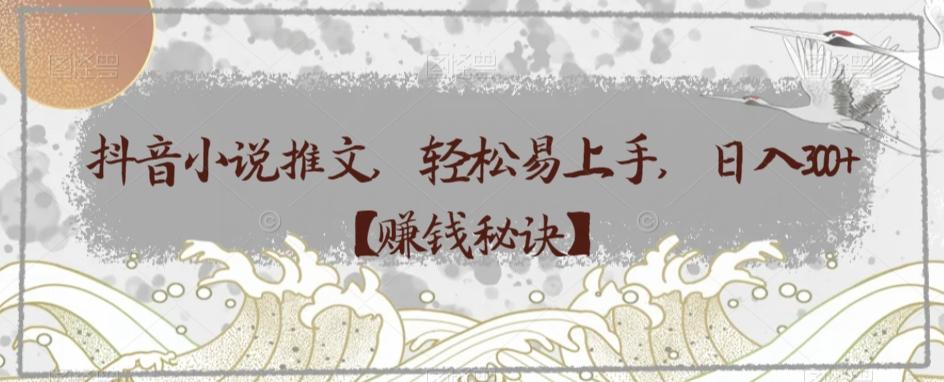 抖音小说推文，轻松易上手，日入300+【赚钱秘诀】-创纪