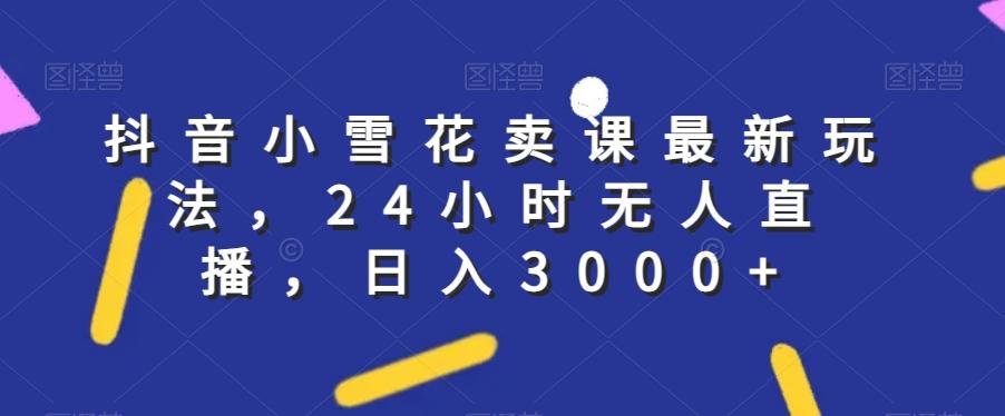 抖音小雪花卖课最新玩法，24小时无人直播，日入3000+【揭秘】-创纪