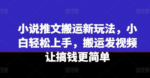 小说推文搬运新玩法，小白轻松上手，搬运发视频让搞钱更简单-创纪