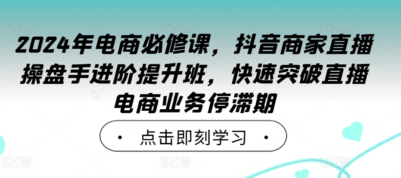 2024年电商必修课，抖音商家直播操盘手进阶提升班，快速突破直播电商业务停滞期-创纪