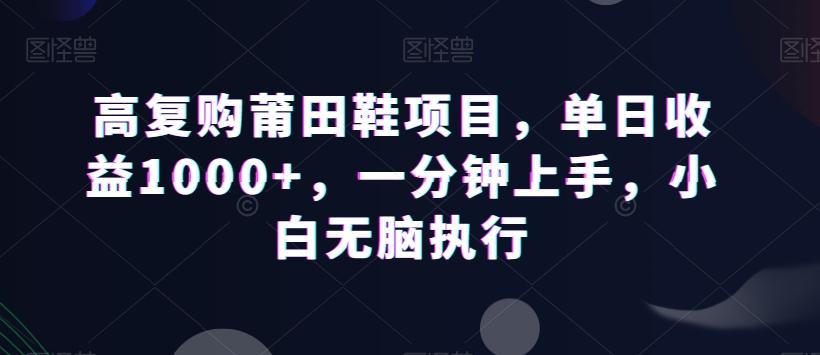 高复购莆田鞋项目，单日收益1000+，一分钟上手，小白无脑执行-创纪
