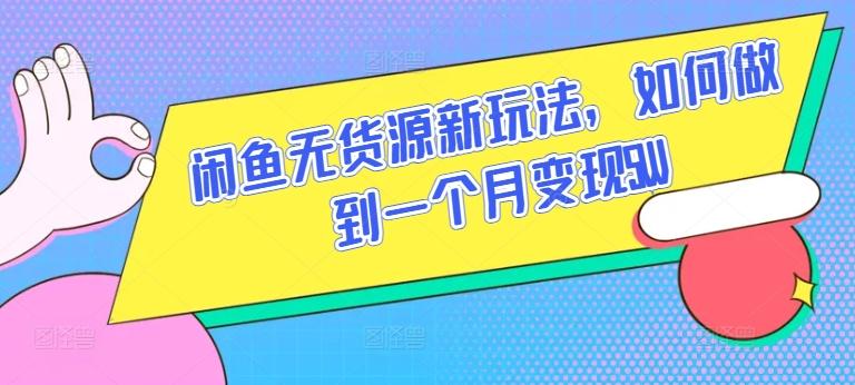 闲鱼无货源新玩法，如何做到一个月变现5W【揭秘】-创纪