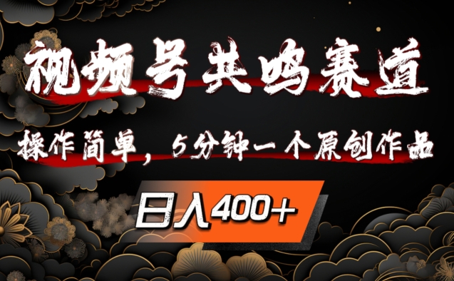 视频号共鸣赛道，操作简单，5分钟1个原创作品，日入几张【揭秘】-创纪