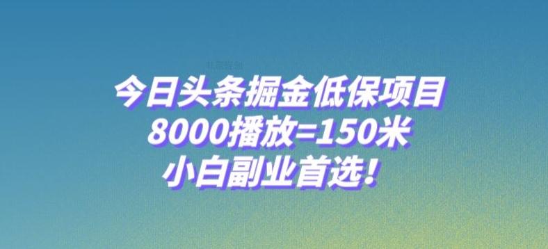 今日头条掘金低保项目，8000播放=150米，小白副业首选【揭秘】-创纪