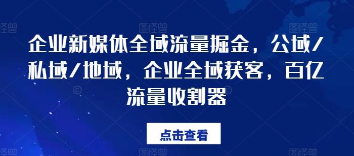 企业新媒体全域流量掘金，公域/私域/地域，企业全域获客，百亿流量收割器-创纪