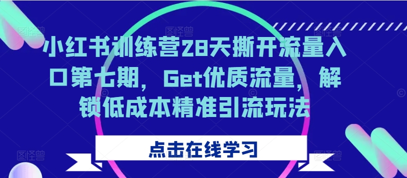 小红书训练营28天撕开流量入口第七期，Get优质流量，解锁低成本精准引流玩法-创纪