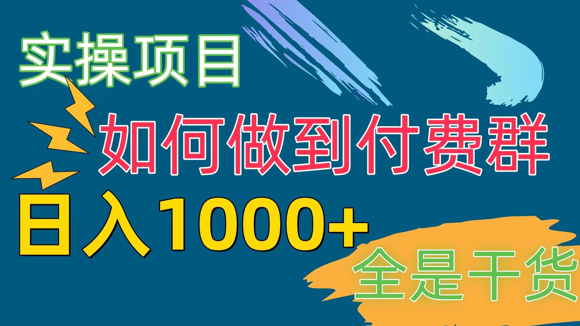 [实操项目]付费群赛道，日入1000+-创纪