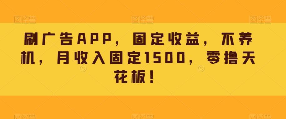 刷广告APP，固定收益，不养机，月收入固定1500，零撸天花板！-创纪