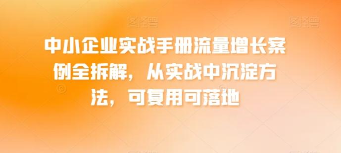 中小企业实战手册流量增长案例全拆解，从实战中沉淀方法，可复用可落地-创纪