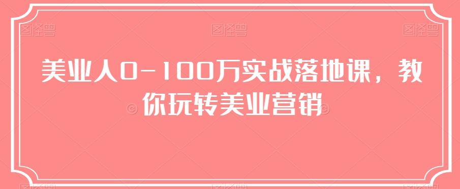 美业人0-100万实战落地课，教你玩转美业营销-创纪