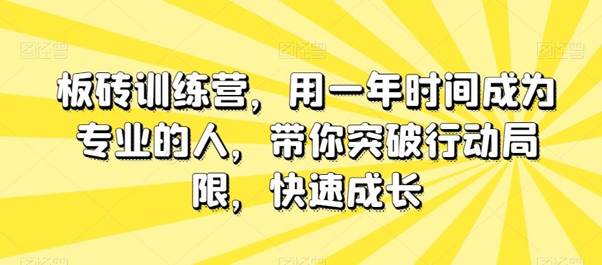 板砖训练营，用一年时间成为专业的人，带你突破行动局限，快速成长-创纪