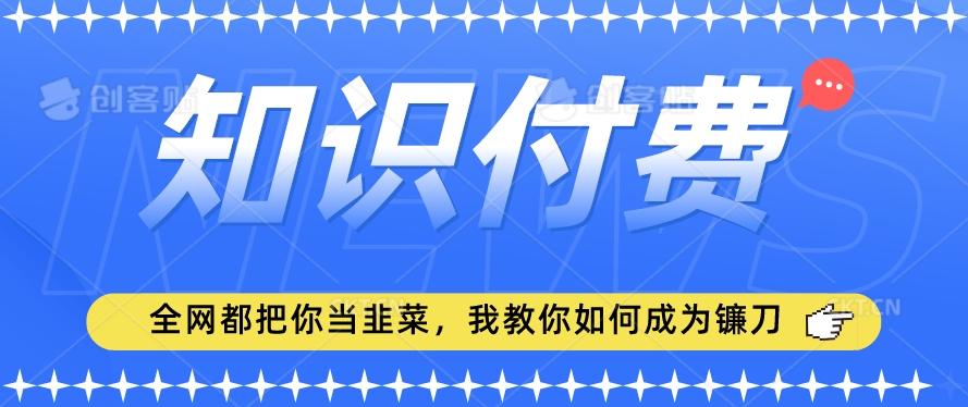 2024最新知识付费项目，小白也能轻松入局，全网都在教你做项目，我教你做镰刀【揭秘】-创纪