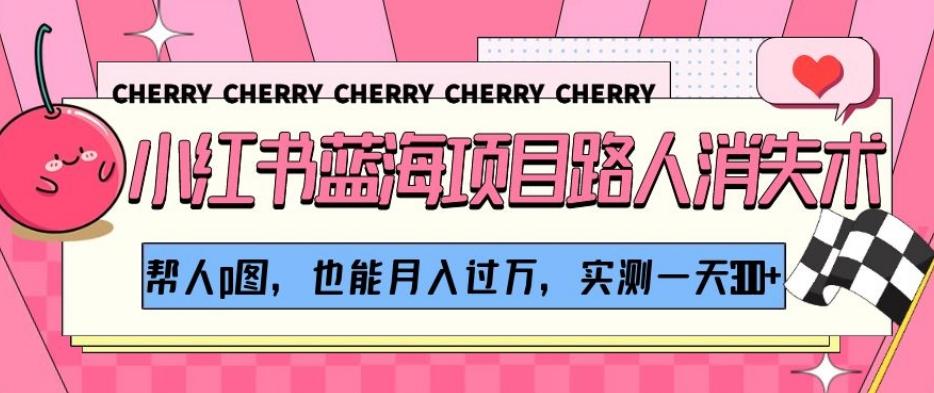 小红书蓝海项目路人消失术，帮人p图，也能月入过万，实测一天300+【揭秘】-创纪