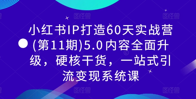 小红书IP打造60天实战营(第11期)5.0​内容全面升级，硬核干货，一站式引流变现系统课-创纪