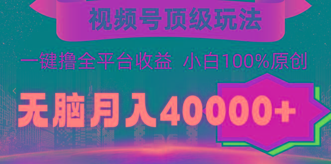 (9281期)视频号顶级玩法，无脑月入40000+，一键撸全平台收益，纯小白也能100%原创-创纪