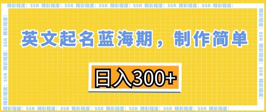 英文起名蓝海期，制作简单，日入300+【揭秘】-创纪