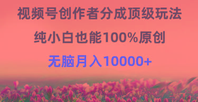 (9608期)视频号创作者分成顶级玩法，纯小白也能100%原创，无脑月入10000+-创纪