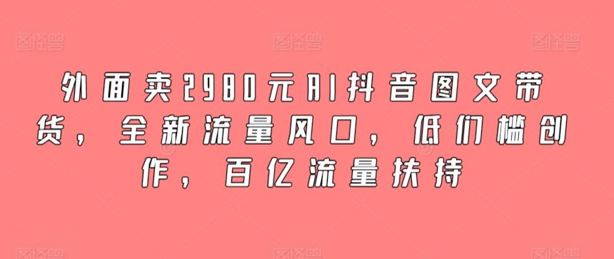 外面卖2980元AI抖音图文带货，全新流量风口，低们槛创作，百亿流量扶持-创纪
