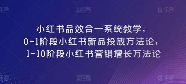 小红书品效合一系统教学，​0~1阶段小红书新品投放方法论，​1~10阶段小红书营销增长方法论-创纪