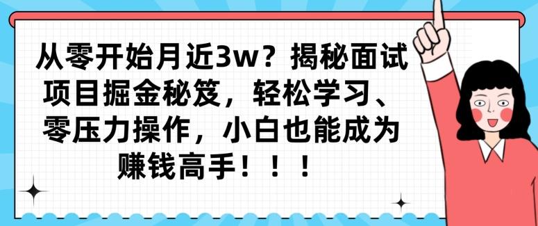 从零开始月近3w？揭秘面试项目掘金秘笈，轻松学习、零压力操作，小白也能成为赚钱高手-创纪