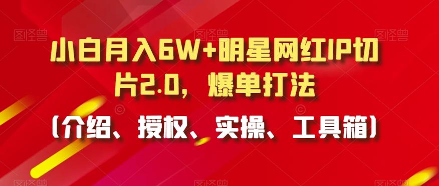 小白月入6W+明星网红IP切片2.0，爆单打法(介绍、授权、实操、工具箱)【揭秘】-创纪