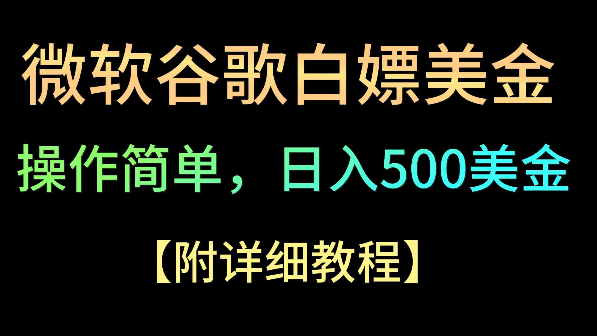 微软谷歌项目3.0，轻松日赚500+美金，操作简单，小白也可轻松入手！-创纪