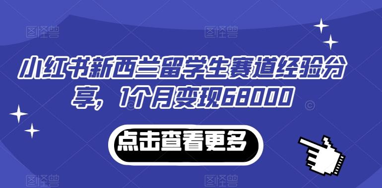 小红书新西兰留学生赛道经验分享，1个月变现68000【揭秘】-创纪