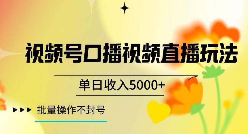 视频号囗播视频直播玩法，单日收入5000+，批量操作不封号【揭秘】-创纪