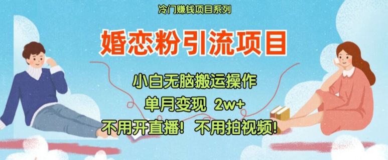 小红书婚恋粉引流，不用开直播，不用拍视频，不用做交付【揭秘】-创纪
