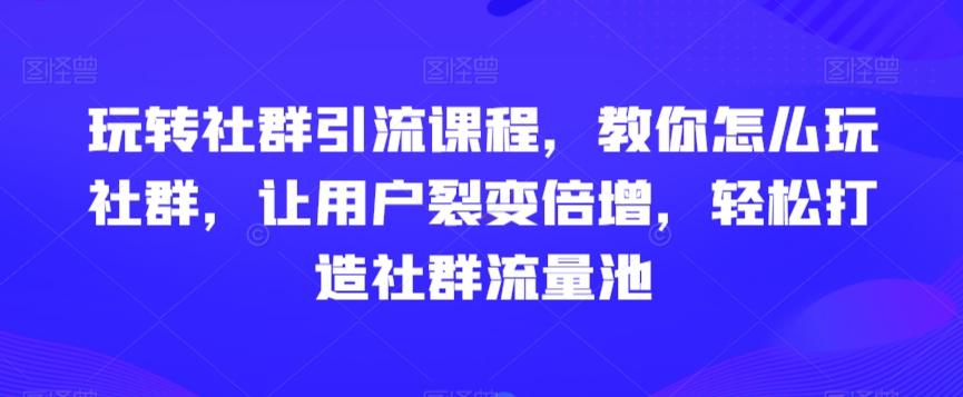 玩转社群引流课程，教你怎么玩社群，让用户裂变倍增，轻松打造社群流量池-创纪