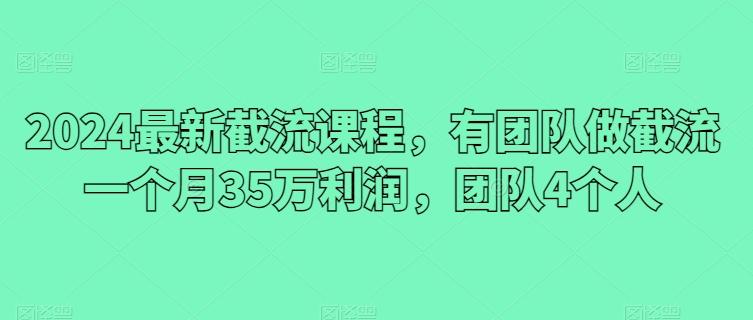 2024最新截流课程，有团队做截流一个月35万利润，团队4个人-创纪
