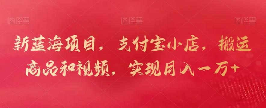 新蓝海项目，支付宝小店，搬运商品和视频，实现月入一万+【揭秘】-创纪