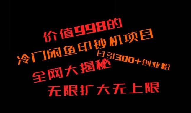 闲鱼流量印钞机项目大揭秘，日引300+创业粉，保姆级实操教程-创纪