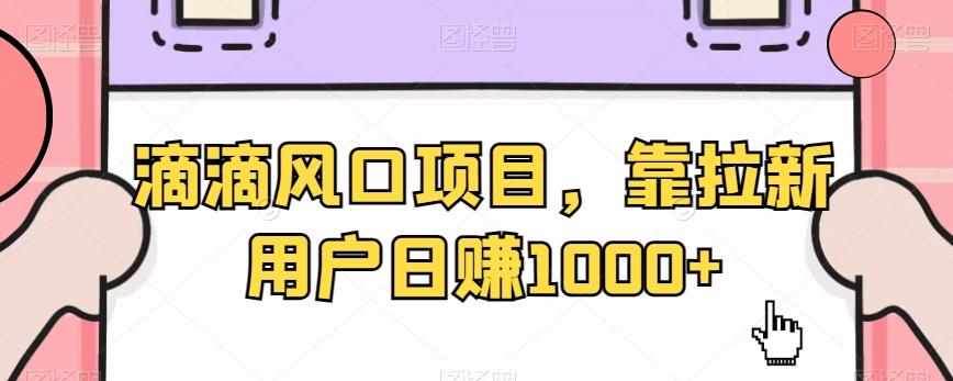 滴滴风口项目，靠拉新用户日赚1000+-创纪