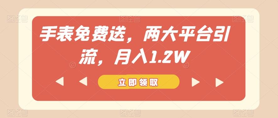 手表免费送，两大平台引流，月入1.2W【揭秘】-创纪