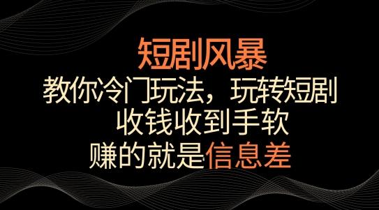 短剧风暴，教你冷门玩法，玩转短剧，收钱收到手软【揭秘】-创纪
