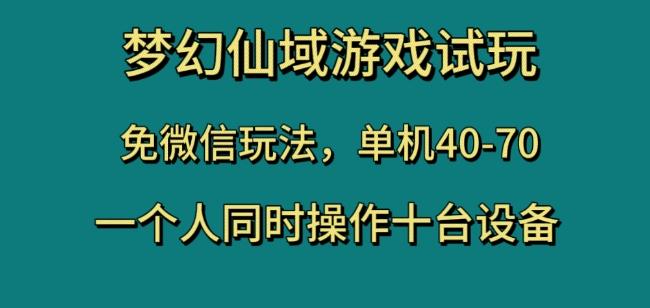 梦幻仙域游戏试玩，免微信玩法，单机40-70，一个人同时操作十台设备【揭秘】-创纪