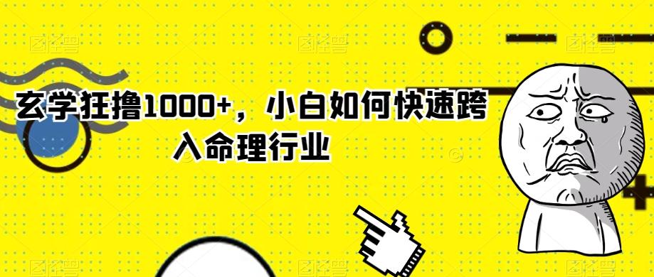 玄学狂撸1000+，小白如何快速跨入命理行业-创纪