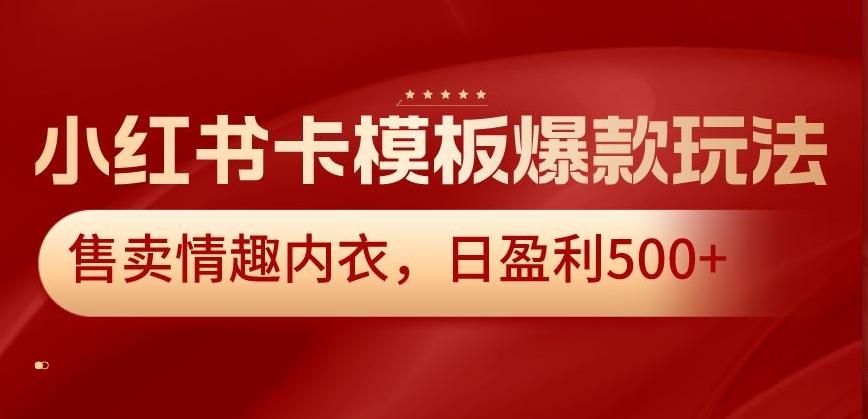 小红书卡模板爆款玩法，售卖情趣内衣，日盈利500+【揭秘】-创纪